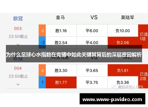 为什么足球心水指数在竞猜中如此关键其背后的深层原因解析